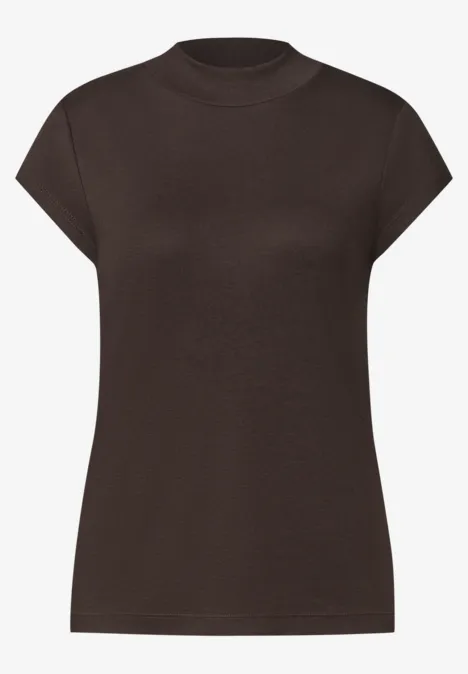 Basic Shirt mit Turtle Neck espresso brown Schlichtes, dunkelbraunes T-Shirt mit kurzen Ärmeln und rundem Ausschnitt.
