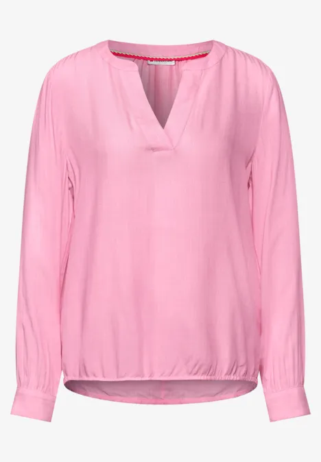 Chambray Bluse intense poppy rose melange
