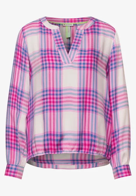 Bluse mit Karomuster powerful pink