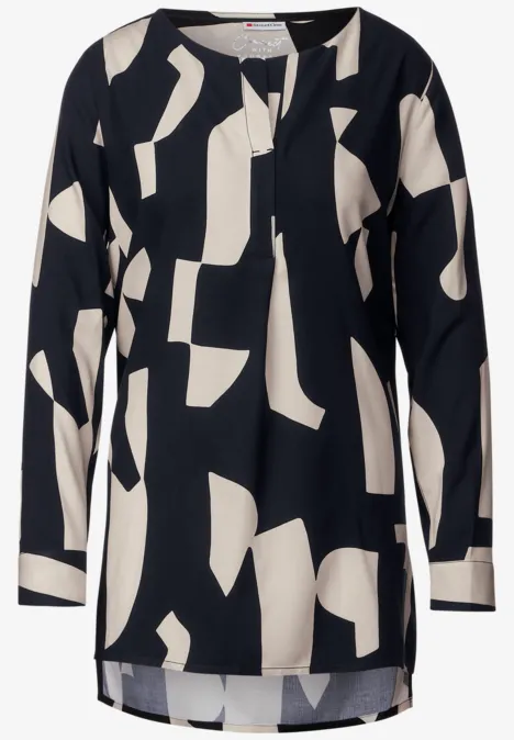Longbluse mit Kellerfalte deep blue