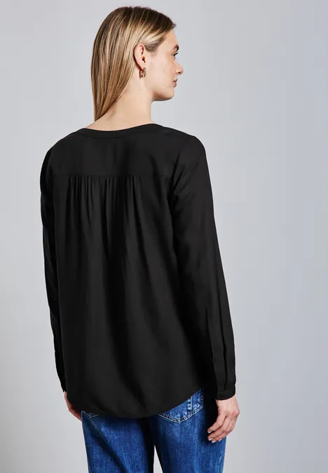 Basic Bluse in Unifarbe Black