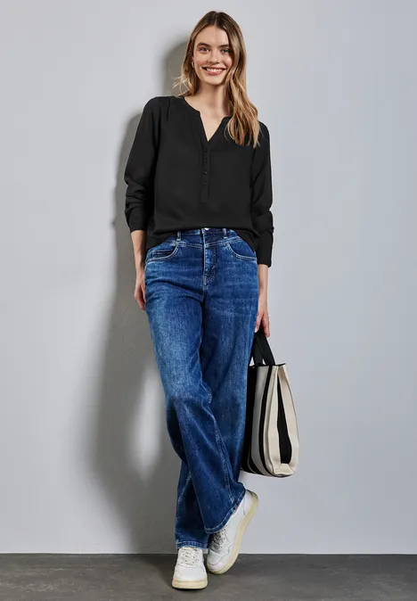 Basic Bluse in Unifarbe Black