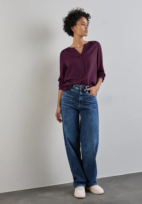Basic blouse in effen kleur caspia purple