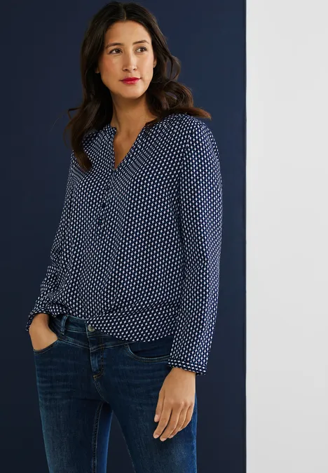 Viskose Bluse mit Print deep blue