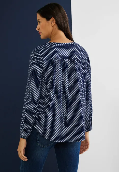 Viskose Bluse mit Print deep blue