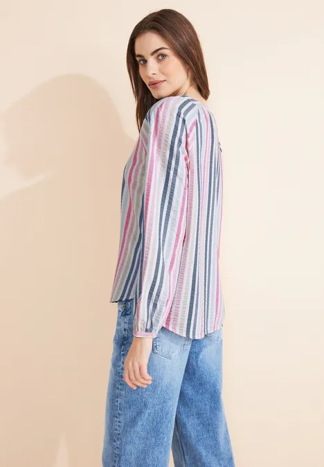 Seersucker-tuniekblouse off white