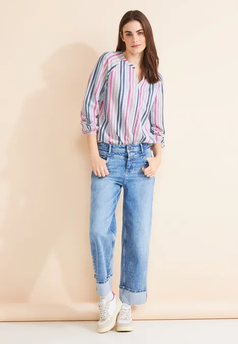 Seersucker-tuniekblouse off white