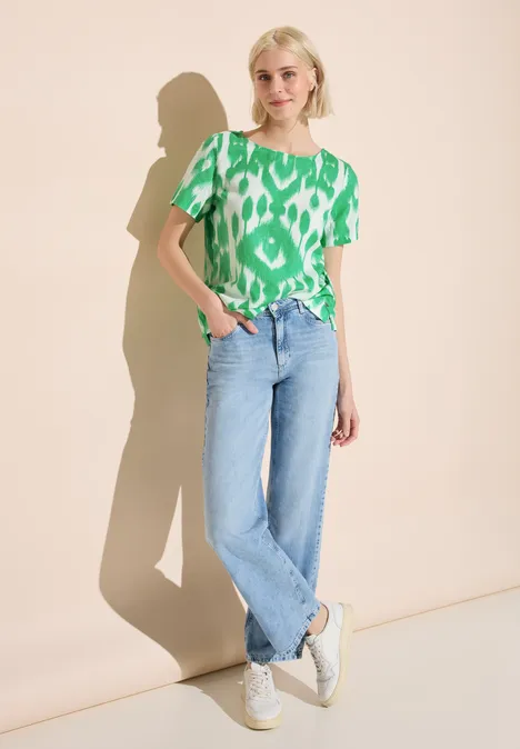 Sommer Bluse mit Print soft grass green