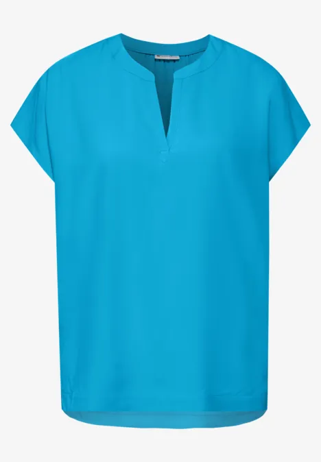 Blusenshirt in Unifarbe bright cyan blue