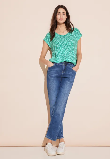 Bluse mit V-Ausschnitt dull aqua