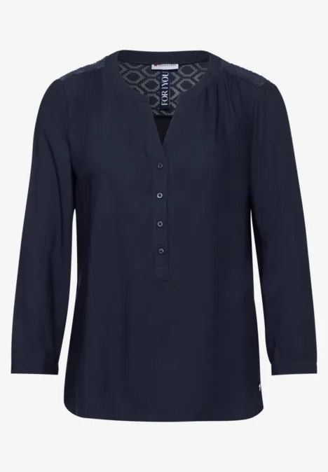 Bluse mit Spitzendetail deep blue