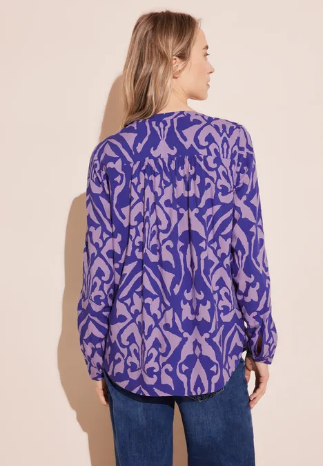 Viskose Print Bluse intense royal blue