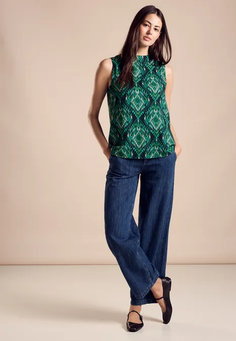 Sommer Bluse mit Print cool vintage green