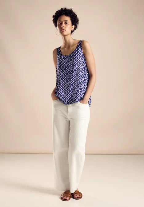 Blusentop mit Print deep blue