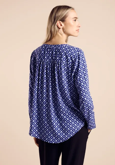 Viscose blouse met print deep blue