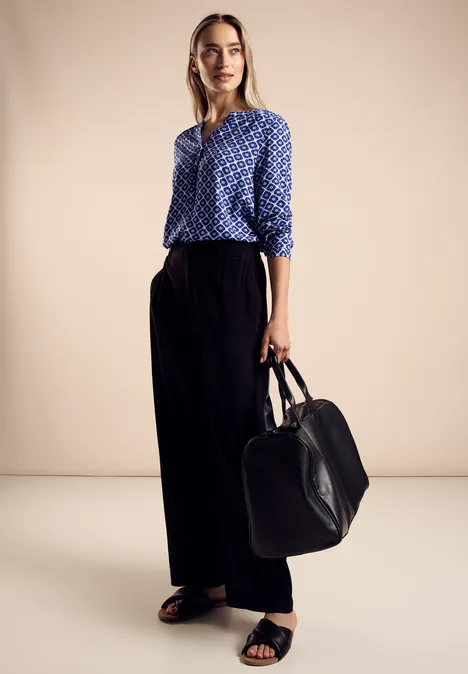 Viscose blouse met print deep blue