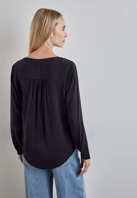 Basic Bluse in Unifarbe deep tint blue