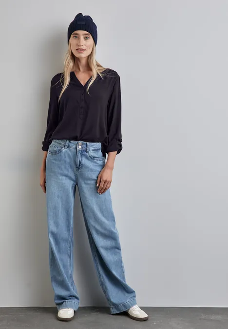 Basic Bluse in Unifarbe deep tint blue