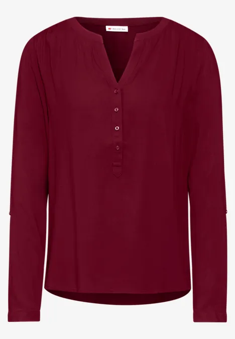 Basic Bluse in Unifarbe vermillion red