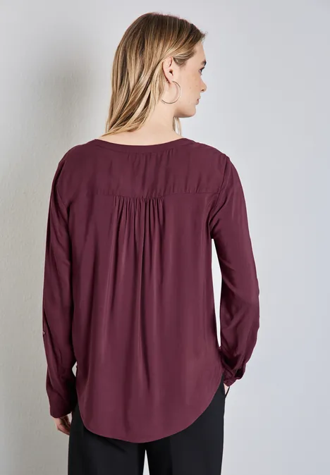 Basic Bluse in Unifarbe dark cherry red Basic Bluse in Unifarbe dark cherry red