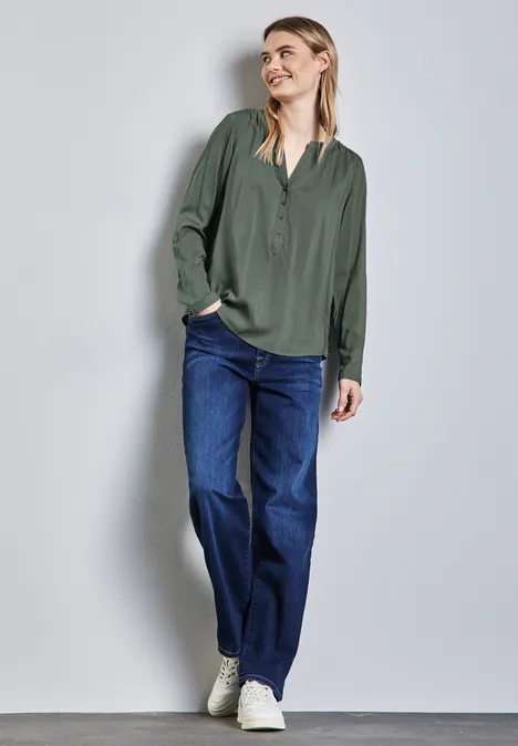 Basic Bluse in Unifarbe muse green