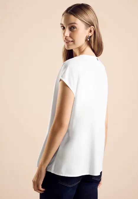 Bluse mit V-Ausschnitt White