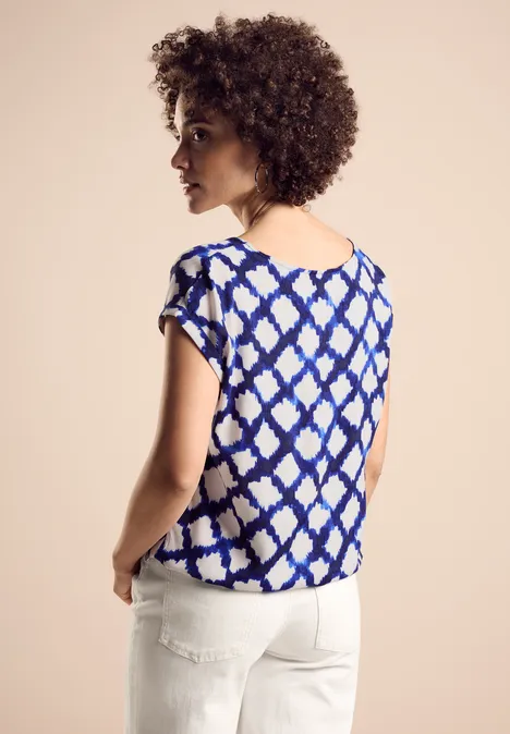Bedruckte Bluse space blue