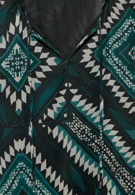 Rundhals Chiffon-Bluse hunter green