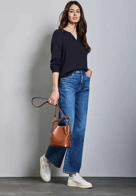 Musselin-Bluse deep blue
