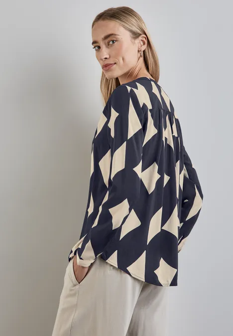 Gemusterte Basic Bluse night sky blue