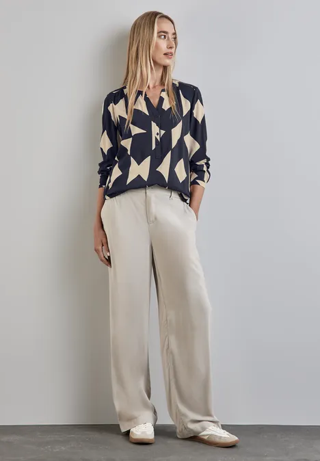 Gemusterte Basic Bluse night sky blue