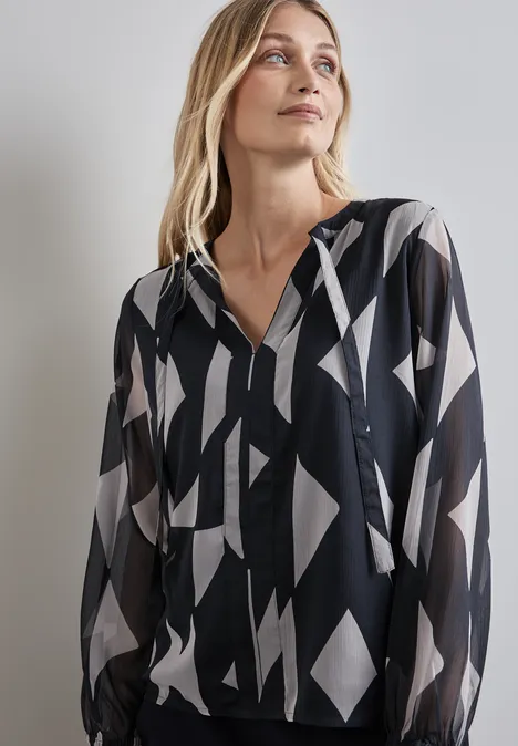 Gemusterte Chiffon-Bluse night sky blue