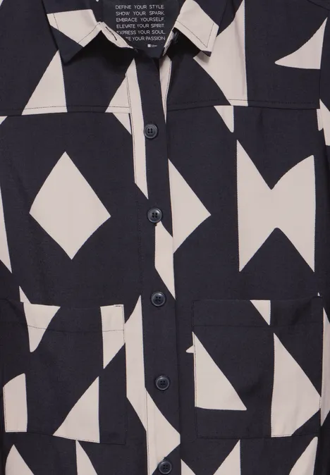 Bedruckte Bluse mit Taschen night sky blue