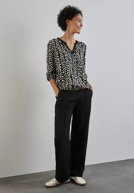 Bluse mit Tape-Details Black