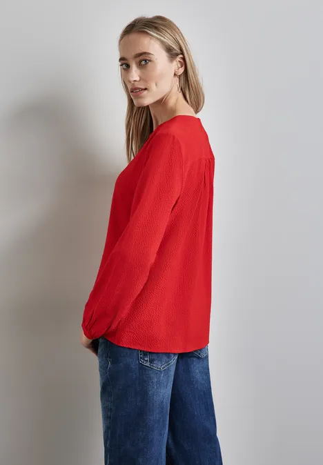 Strukturbluse mit Stickerei autumn red