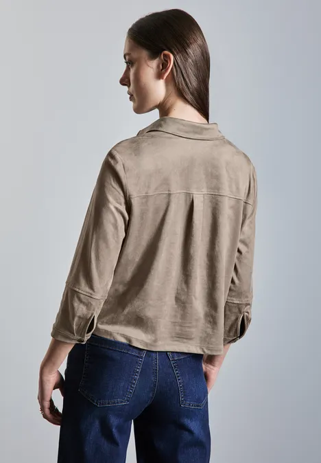 Velours Bluse driftwood beige