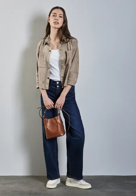 Velours Bluse driftwood beige