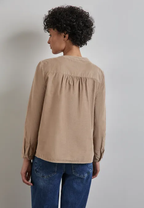 Cord-Bluse mit Knopfleiste driftwood beige