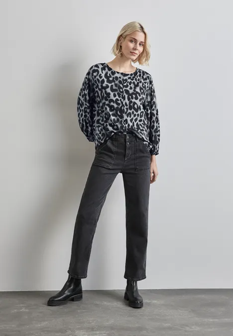 Bluse mit Raffungen echo grey