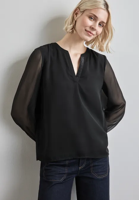 Chiffon-Bluse Black