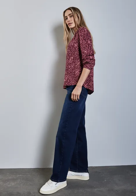 Bedruckte Bluse mulberry red