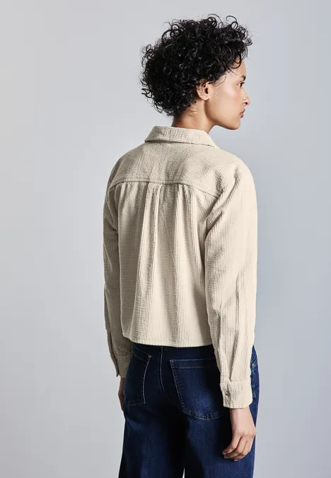 Cordbluse mit Knopfleiste smooth sand beige