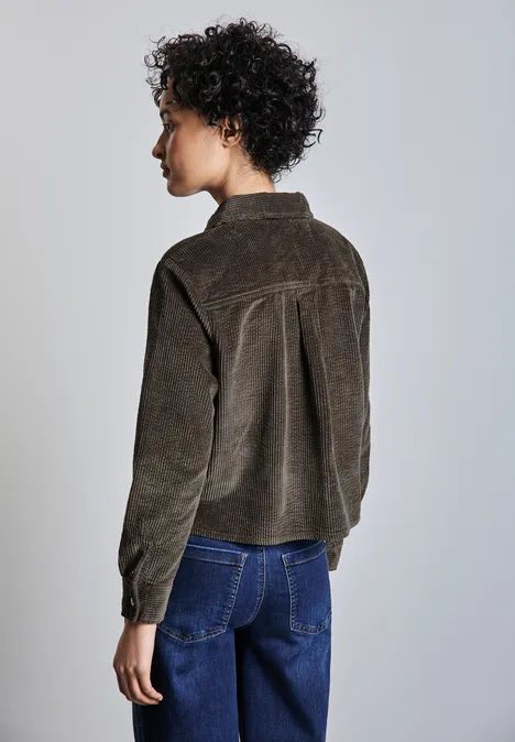 Cordbluse mit Knopfleiste muddy brown