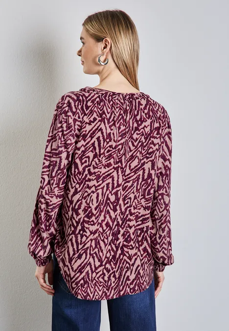 Bedruckte Bluse mulberry red