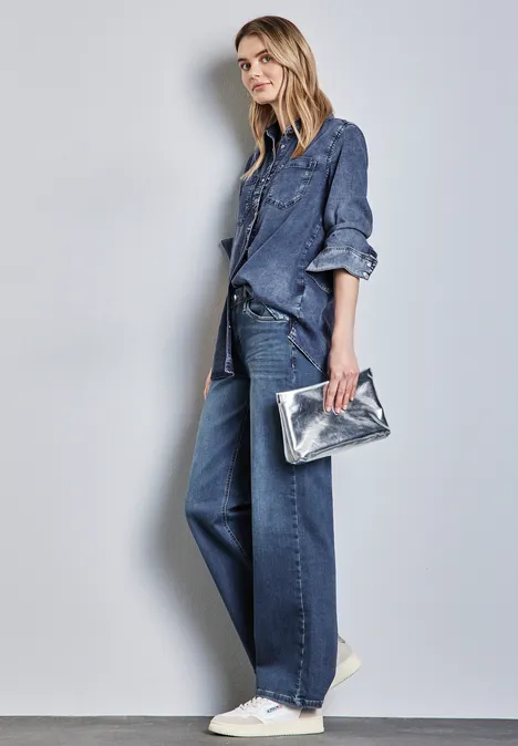 Jeanshemd mit Brusttaschen Medium blue soft random