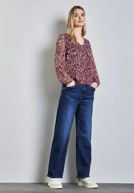 Chiffon-Bluse mit Raffung mulberry red