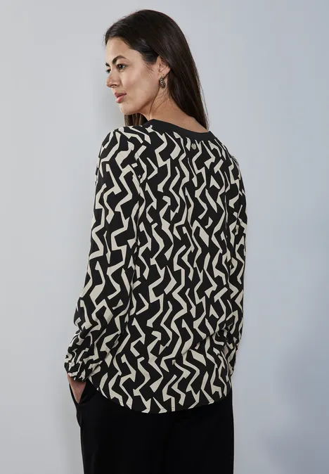 Gemusterte Bluse Black