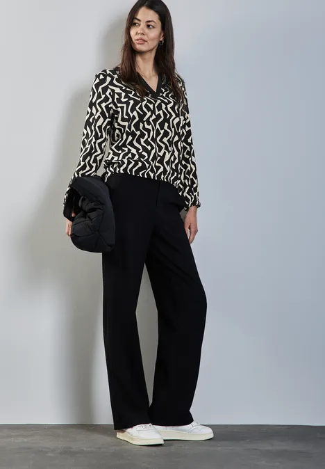 Gemusterte Bluse Black