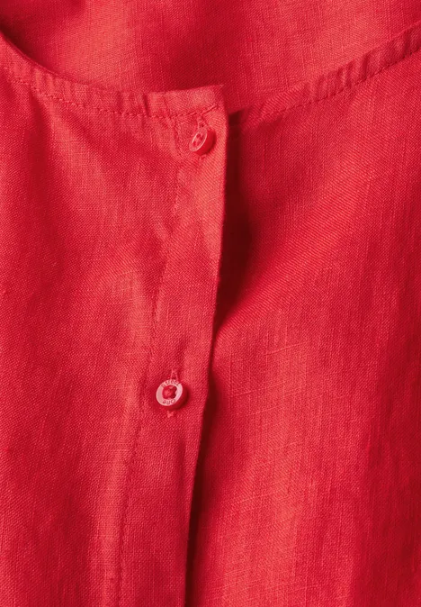 Rundhalsbluse aus Leinen glory red