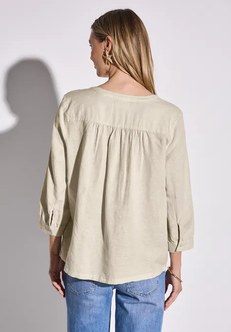 Leinenmix-Bluse in Unifarbe moonstone sand